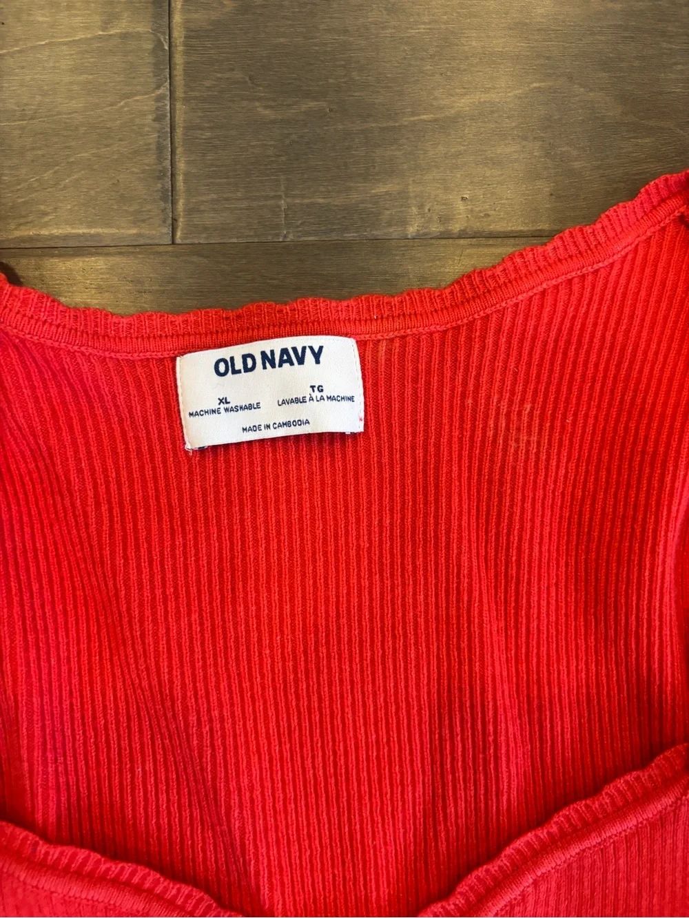 Old Navy Bright Red Ribbed Knit Top - Picture 2 of 8